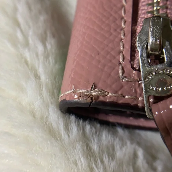 Hand Painted Peacock Pink Leather Coach Wallet - Picture 12 of 16